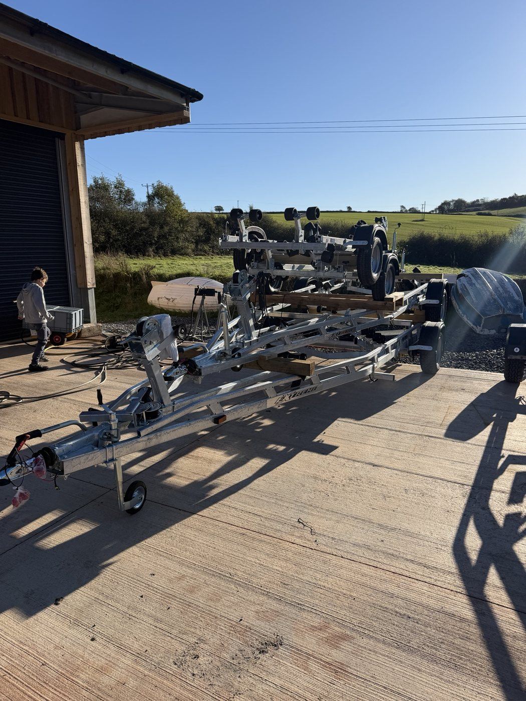 Boat trailers on display at South Devon Trailers